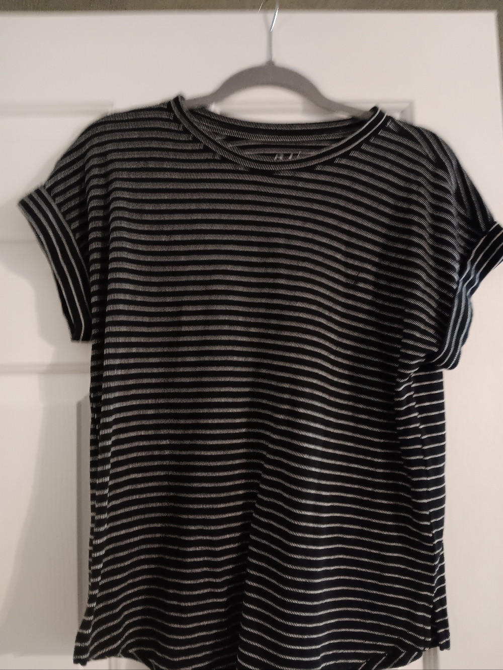 Maurices Striped Short Sleeve Tee in Black and White Oversized Small